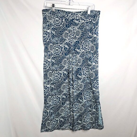 New MAEVE ANTHROPOLOGIE Wide Leg Pants BLUE WHITE Floral size M Anika Palazzo - Picture 2 of 7